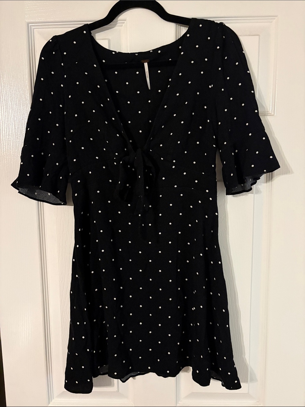 Free People Black Dress with White Polka Dots